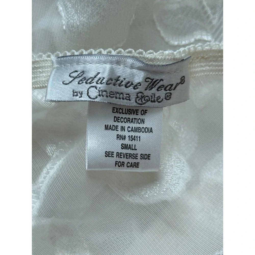 Vintage Cinema Etoile White‎ Satin Babydoll Nightgown Size Small NWT Deadstock